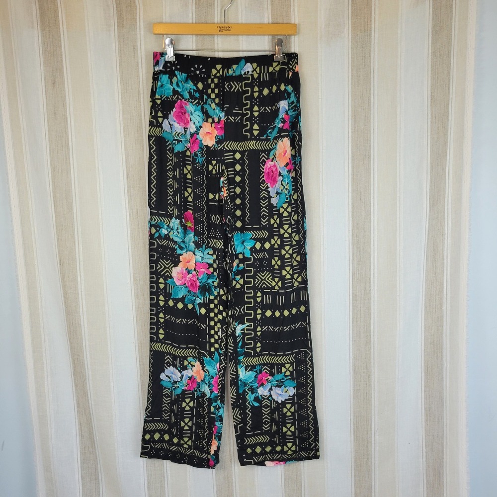 NEW Avani Del Amour Pull On Flowy Pants Black Size Small‎